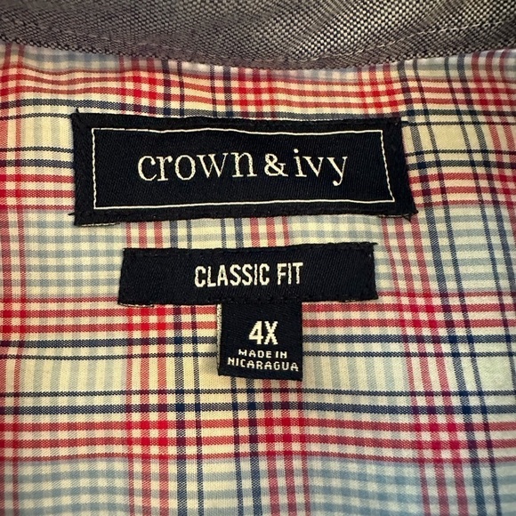 Crown and ivy plaid casual button-down size 4X - Picture 4 of 6